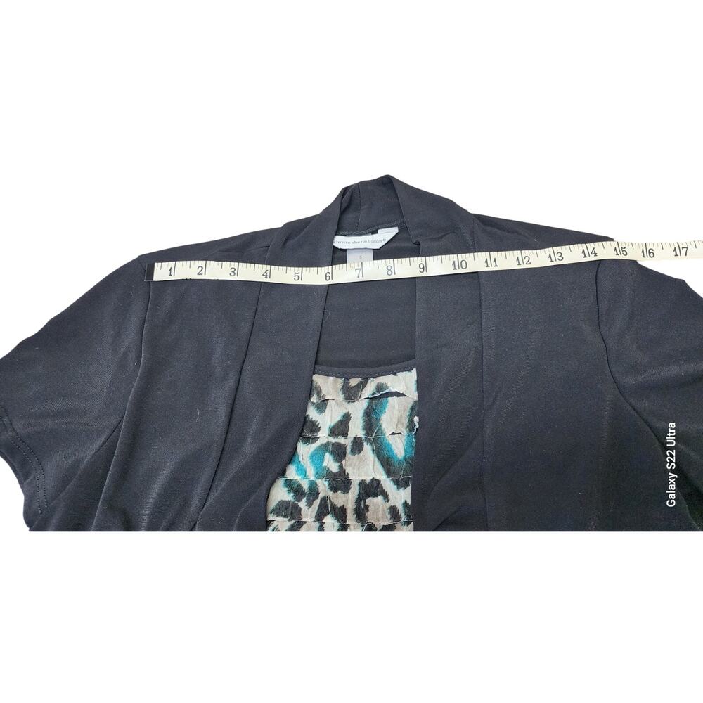 VTG CJ Banks 2 in1 Twinset Top Black With Multi Color Ruffled Animal Print W S - Picture 8 of 10